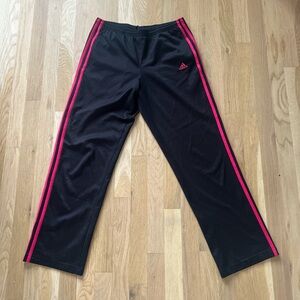 adidas Black Track Pants with Pink Side Stripes VTG 90’s Y2K